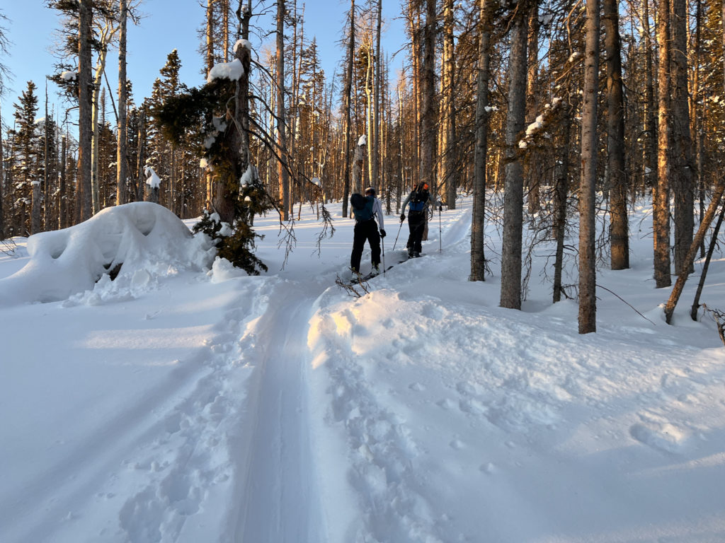 Heading uphill from a Colorado mountain hut