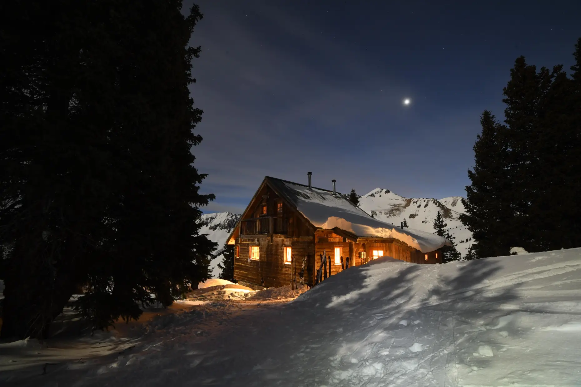 Moonrise over the Opus Hut